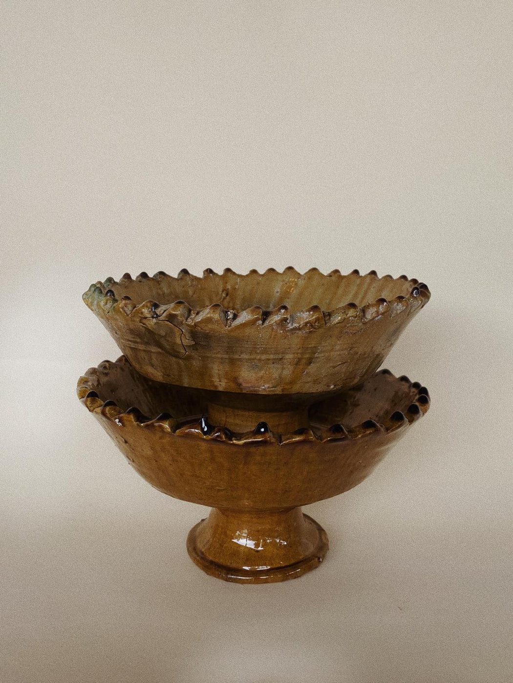 Medium Tamegroute Pedestal Bowl -OliveGreen