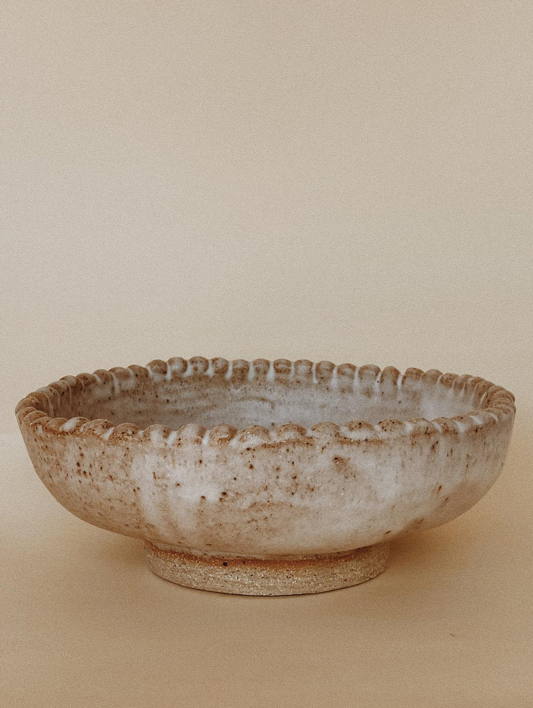 Handmade Ceramic Pearl Bowl | Ochre | Artisan Pearl Rim Design