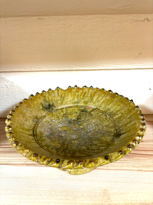 Large Tamegroute Pedestal Bowl -Olive Green