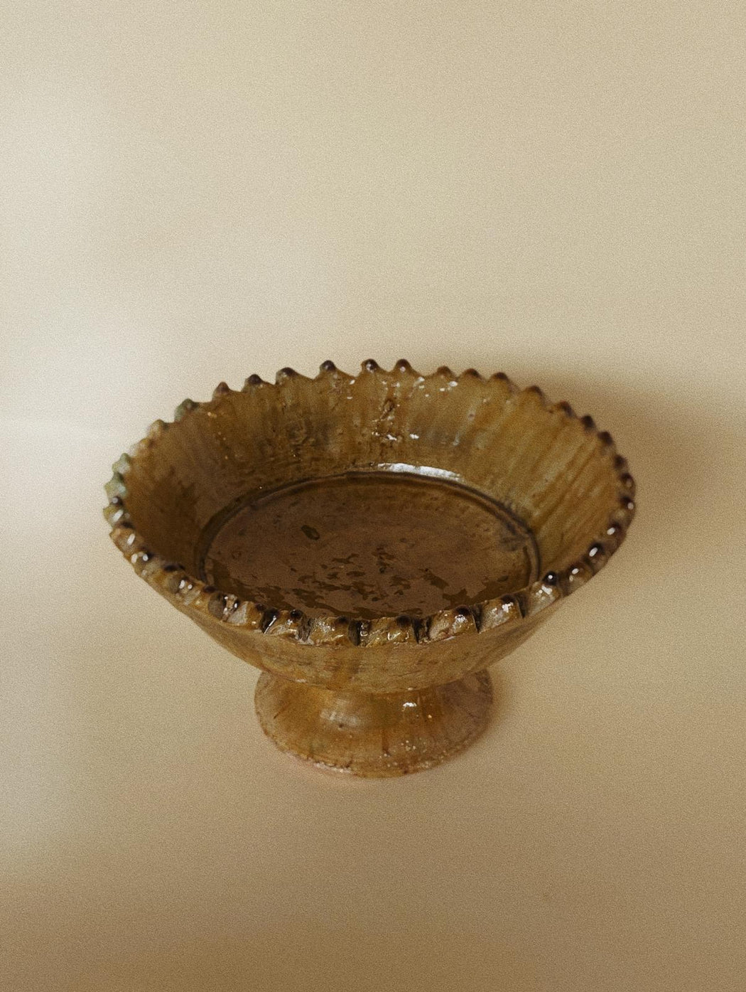 Medium Tamegroute Pedestal Bowl -OliveGreen